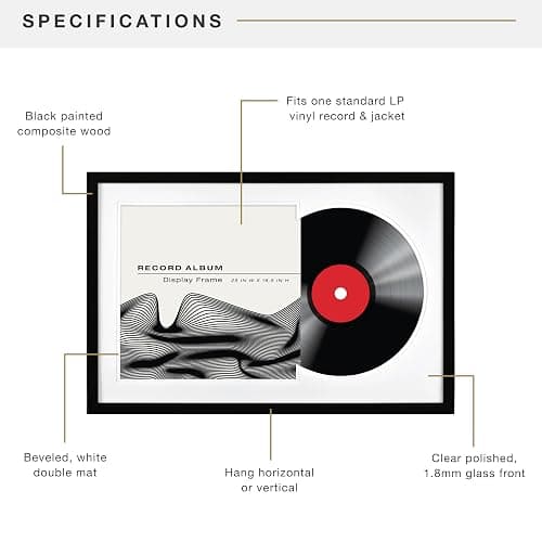 MCS Double Matte Record Album Frame, 16.5x25 Record Frame, Black for LP Vinyl Record & Jacket Display (1-Pack) thumbnail 4