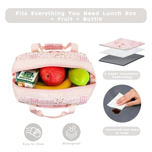 JINYIBAGS Insulated Lunch Bag for Women - Reusable Thermal Tote with 3-Layer Insulation, Leakproof & Easy to Clean - Lunch Box for Office, Gym, Picnic (Pink) thumbnail 4