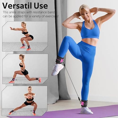 Ankle Resistance Bands, Ankle Bands for Working Out with Cuffs, Ankle Resistance Band, Glutes Workout Equipment, Butt Exercise Equipment for Women Legs and Glutes thumbnail 5
