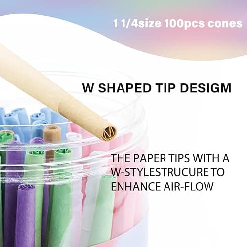 100 PACK Colorful Pre Rolled Cones| King Size Rolling Paper Cone with Loader and Packing Sticks thumbnail 7