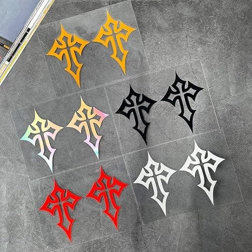 AugustknowU Cross Graphic Sticker For Motorcycle Helmet Fuel Tank Front Fairing Scooter Body With Reflective Elements For Increased Object Visibility(Silver) thumbnail 4