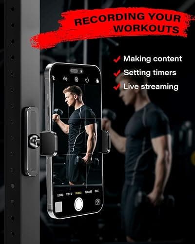 APPS2Car Magnetic Phone Holder for Gym, Alloy Base and Joint for Strong Hold, 360° Adjustable, Compatible with 4.7-6.5 Inch iPhone & Android Phones, Gym Accessories Gift for Men Women thumbnail 4