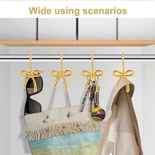 YanKiTour Gold Bow Shower Curtain Hooks, 12 Pack Metal Decorative Rings, Rust Proof Bow Knot Design for Bathroom Bedroom Living Room Baby Room Nursery Art Decor (Gold 5) thumbnail 2