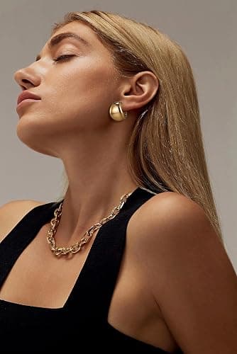 9 Pairs Chunky Gold Earrings Set for Women Trendy Lightweight Gold Plated Hoop Earrings Hypoallergenic Jewelry thumbnail 7