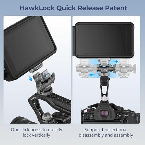SmallRig HawkLock H21 Quick Release Monitor Mount with Cold Shoe Mount, Swivel and Tilt Adjustable Monitor Holder with 1/4"- 20 Screw, Dual Anti-Twist Design, for Ninja V and V+ Monitors thumbnail 3