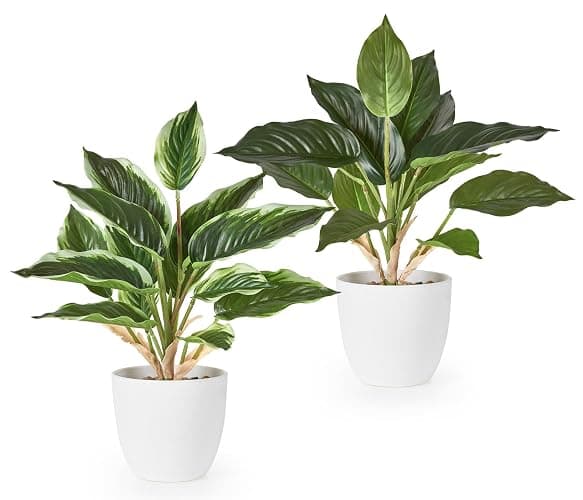 Mkono 2 Pack Fake Plants, 11" Potted Artificial Plants Home Decor Indoor | Faux Pothos, Realistic Greenery Look, for Desk Shelf Table Office Bathroom Bedroom Kitchen Decoration, Low Maintenance - Image 1
