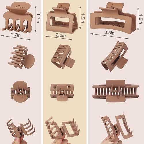 SMKSL 3 Styles Hair Clips for Women Small Medium Big Claw Clips for Thin Thick Hair 12 Pcs Hair Claw Clips Hair Clips Combination Hair Accessories for Women (Brown) thumbnail 4
