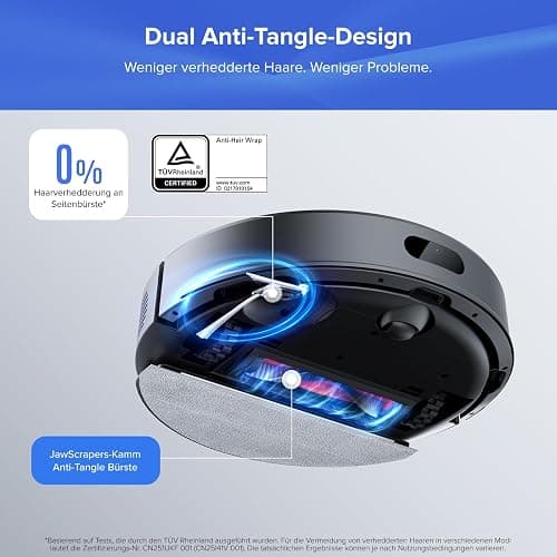 roborock Q7 L5+ Saugroboter mit Wischfunktion, Automatischer Staubentleerung, Dual Anti-Tangle System, 8.000 Pa Saugkraft, LiDAR-Navigation,Wischroboter für Teppich, Tierhaare, APP Steuerung(Schwarz) thumbnail 4