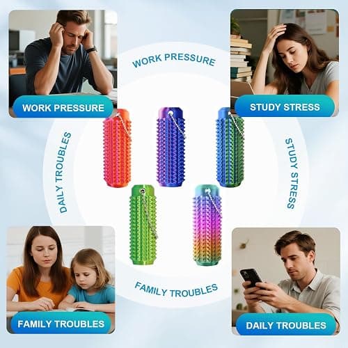 3PC Little Ouchies Fidget Toys Adults, Pain Stim Fidget Anxiety Relief Pain Stim Pocket Sensory Toys for Anxiety and Stress Reduction,Portable Travel Stress Relief Spiky Fidget Keychain (Style-2) thumbnail 6