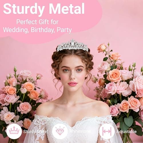 Papoopy Tiara Crown for Women, Queen Tiaras for Bridal, Birthday, Prom, Quinceanera, Pageant, Party, Wedding thumbnail 3
