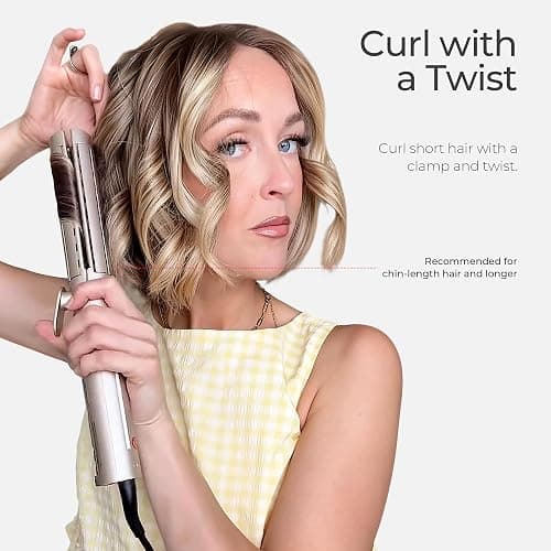 TYMO AIRQ Dual-Size Airflow Flat Iron Curling Iron 1 1/2 Inch to 2 Inch | Hair Straightener and Hair Curler 2 in 1, Beach Waves, Nano Titanium, 300 Million Ionic, Gold thumbnail 9