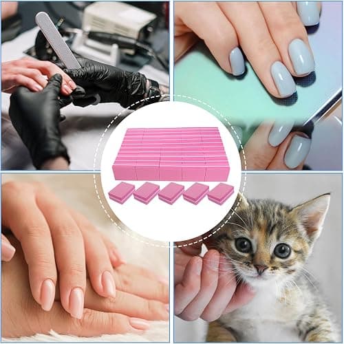 Nail Buffers (50 Pack), Mini Buffer Block Nail File for Acrylic Nails and Natural Nails, 100/180 Grit Nail Buffer Block Bulk Buffing Blocks for Nail Buff Professional Manicure File Blocks Set Pink - 50 Pcs Mini Pink/White thumbnail 7
