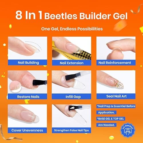 Beetles Clear Builder Gel for Nails 7 in 1 Nail Builder Strengthener Gel Clear Color Builder Extension Nail Gel for Holiday Nail Art Design for Girls thumbnail 4