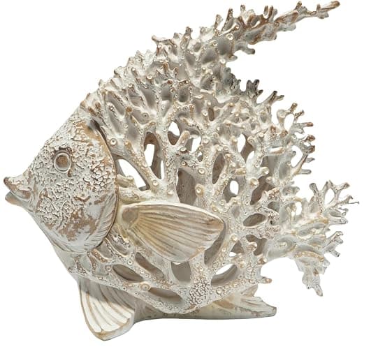 VVGIFTS Beach Coastal Decor Coral Reef Angelfish Home Office Desk Decor Sculpture Statue for Tabletop Shelf Bathroom Decoration Ornament Gift (White) thumbnail 4