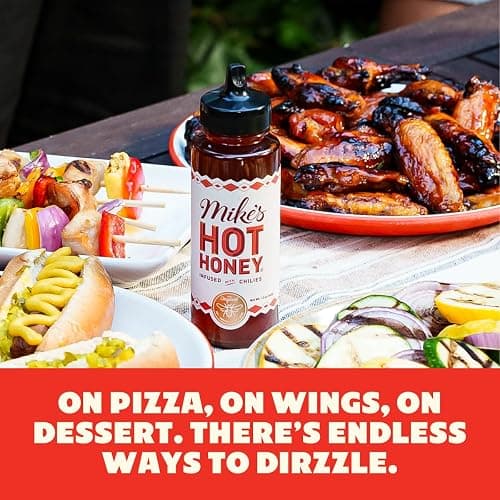 Mike's Hot Honey, America's #1 Brand of Hot Honey, Spicy Honey Infused with Chili Peppers, Certified Kosher, Gluten-Free, Paleo-Friendly, Sweet Heat, Perfect for Hot Sauce Lovers (10oz Bottle, 1 Pack) thumbnail 6