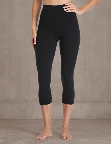 YUNOGA Women's Buttery Soft 21" Inseam Yoga Pants, High Waisted Tummy Control Workout Running Capri Leggings thumbnail 5