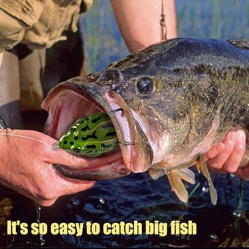 Topwater Frog Lure Bass Trout Fishing Lures Kit Set Realistic Prop Frog Soft Swimbait Floating Bait with Weedless Hooks for Freshwater Saltwater thumbnail 6