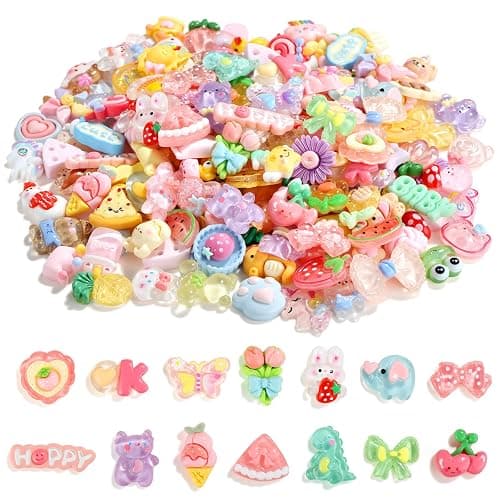 Zefy 120pcs Cute Slime Charms, No Repeating Jelly Resin Charms Flatback Charm Set, Kawaii Charm Bulk for Junk Case Nail Scrapbooking Crafts Making thumbnail 7