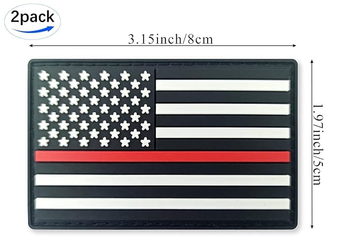 QQSD Thin Red Line American Flag Patch Firefighter Tactical Patch - PVC Hook and Loop Fastener Patch, 2 Pack thumbnail 2