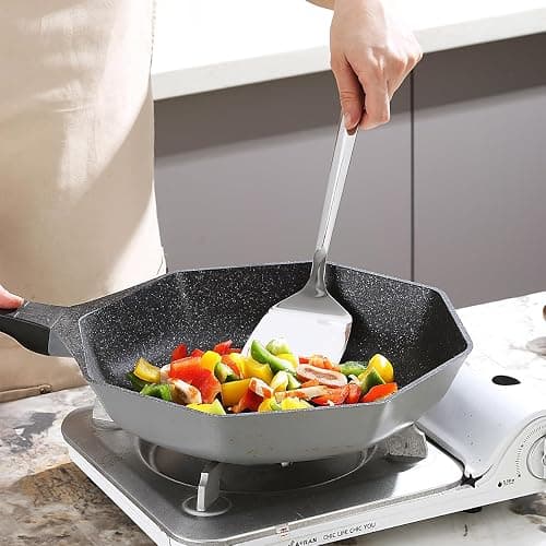 Kyraton Spatules en acier inoxydable, Tournebroche argenté, Tournebroche solide, Spatules de cuisine pour ustensiles de cuisine antiadhésifs, Lavable au lave-vaisselle, Facile à nettoyer thumbnail 8