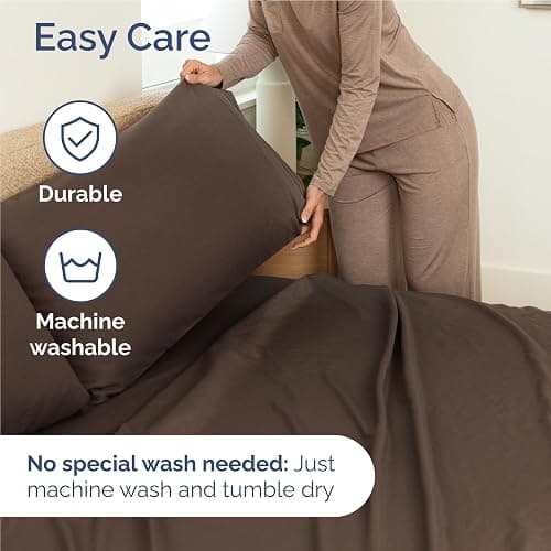 Full Size 4 Piece Sheet Set - Comfy Breathable & Cooling Bed Sheets Set - Hotel Luxury Bedding for Women, Men, Kids, Teens, Boys & Girls - Deep Pockets, Ultra-Soft and Wrinkle Free - Oeko-Tex - Brown thumbnail 7