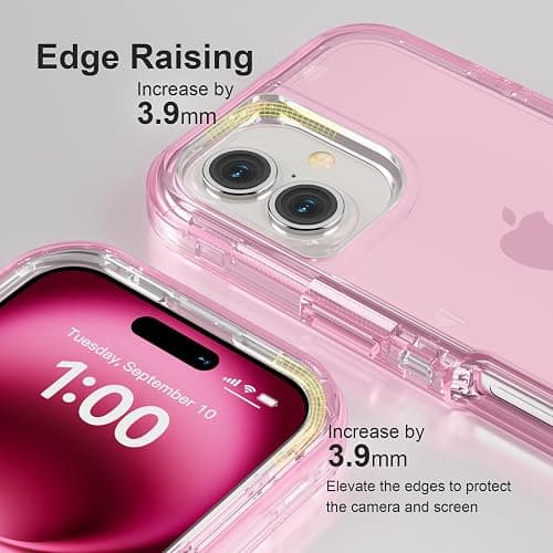 Follaroma for iPhone 16 Case, Heavy Duty Shockproof Protection Phone Cases, Dual Layer Transparent Protective Cover Compatible with iPhone 16 Case, 6.1 inch, Light Pink thumbnail 4