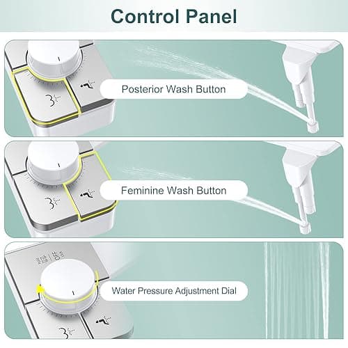 SHIKITEK Bidet Attachment for Toilet, Ultra-Slim, Self Cleaning, Dual Nozzle, Feminine & Posterior Wash, Fresh Cold Water Sprayer, for Existing Toilets Seat, Baday Beday Badette Bedette, Silver thumbnail 4