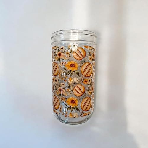 MAYBELLE JOY Sourdough Starter Jar | 24oz Glass Jar Set | Cute Baking Accessory | Cute Baking Gift | Glass Washable | Bread Making and Proofing | Kitchen Food Storage Gifting | (Sunflower) thumbnail 8