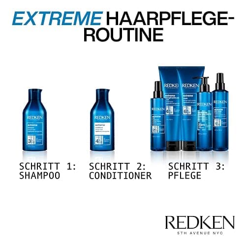 Redken | Pflegeset für sprödes und geschädigtes Haar, Anti Haarbruch, Mit Interlock Protein Network, Extreme Shampoo 300 ml & Conditioner 300 ml thumbnail 3
