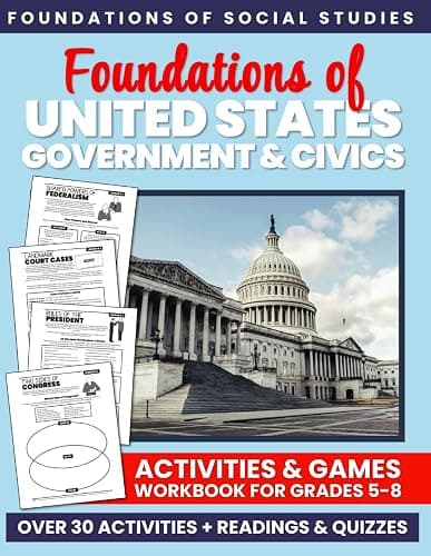 Foundations of United States Government & Civics: Activities & Games Workbook for Grades 5-8 (Foundations of Social Studies Workbooks for Middle School) - Image 1
