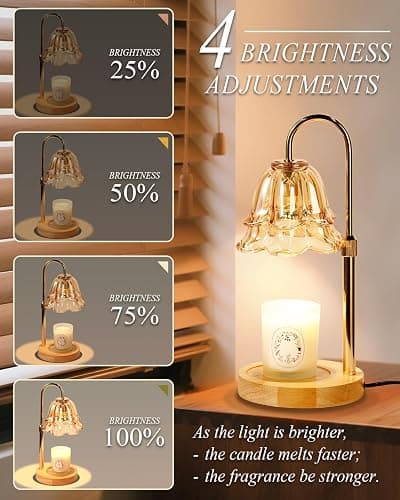 Flower Candle Warmer Lamp with Timer Dimmable, Christmas Birthday Gifts for Women Mom, Candle Warming Light Height Adjustable, Wax Melt Warmer for Jar Scented Candles, Housewarming Candle Lamp thumbnail 3