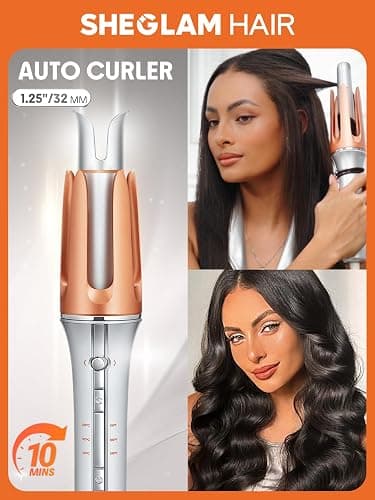 SHEGLAM Automatic Curling Iron 1 1/4 inch with 3 Temperatures Fast Heating, 2-Way Rotation, Anti-Scald, Anti-Tangle Rotating, Automatic Shut-Off for Hair Styling thumbnail 2