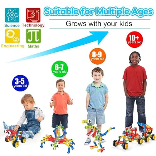 Kids STEM Building Toys for 3 4 5 6 7 8+ Year Old Boy Girl Birthday Gift, 125 Pcs Preschool Classroom Educational Building Blocks Stem Kits Activities Ages 3-5 4-8 5-7 6-8 Engineering Creative Games thumbnail 3