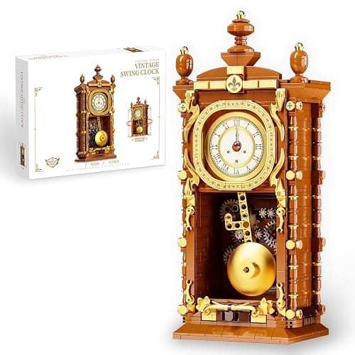 Vziimo Retro Clock Building Blocks Set, Vintage Pendulum Clock Model Kit with Real Functional Timepiece, Creative Gift Toys for Adults Teens 14+ (751 PCS) - Image 1