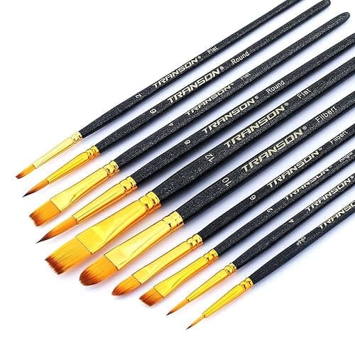 Transon 20pcs Art Painting Brush Set for Acrylic Watercolor Gouache Hobby Craft Face Painting Black thumbnail 5