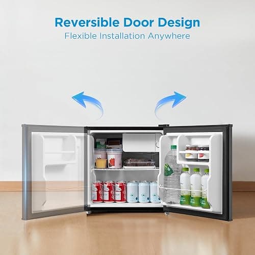 Midea WHS-65LB1 Mini Fridge, 1.6 Cu.ft Energy Star Certified Mini Refrigerator, Adjustable Thermostat, Reversible Door, Low Noise for Dorm, Office, Bedroom, Black thumbnail 6
