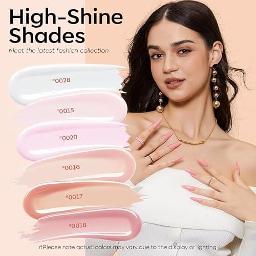 Modelones 8-in-one Nail Builder Gel Kit, 6 Colors Clear Pink Builder Gel with Mini Nail Lamp& Forms Set, for Nails Extension Strengthener Base thumbnail 6