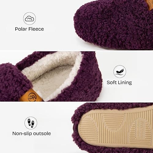 EverFoams Women’s Soft Curly Full Slippers Memory Foam Lightweight House Shoes Cozy Loafer with Polar Fleece Lining thumbnail 4