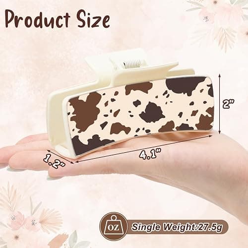 Yussti Western Leather Hair Claw Clips Sunflower Floral Square Claw Clips | for Hairstyling Southwest Cow Print Cowhide Hair Accessories Large Aesthetic Western Cowgirl Stuff Gift for Women Girls thumbnail 4