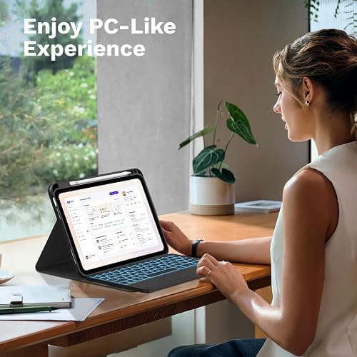 MoKo Touch Keyboard Case for iPad (A16) 11th/10th Gen,Nero | 7 Colors Backlit, Multi-TrackPad, with Pencil Holder, Auto Wake/Sleep, Compatible with iPad 11 inch 2025, iPad 10.9 inch 2020 thumbnail 8