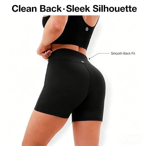 Pobodo Crossover High Waisted Biker Shorts for Women, Non See Through Yoga Workout Athletic Shorts, Soft Stretchy Fabric thumbnail 4