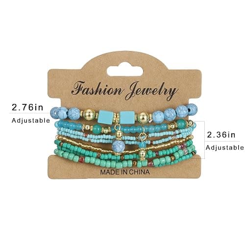 IFKM 8PCS Beaded Bracelets for Women, Multilayered Stackable Strand Stretch Bead Bracelet Pack Handmade Trendy Bohemian Charm Jewelry thumbnail 9