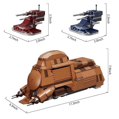 BuildingBoat Battle Trade Federation Droid Ship Multi Troop Transport Building Kit, Battle Soldiers Troop Carrier with 2 Droidekas & 8 Machine Gun，Builidng Toy for Kids Ages 12+(1286 Pieces) thumbnail 3