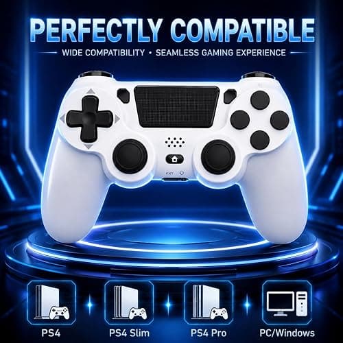 BJXOZ Wireless Controller for PS4 Controller, with USB-C Port | Dual Vibration, Speaker, Six-axis Gyroscope Sensor, Touchpad, 3.5mm Audio jack, Compatible with PS4/Slim/Pro/PC thumbnail 3