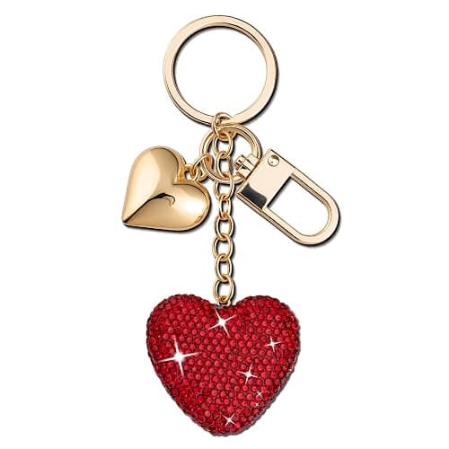 Heart Keychain Cute Bling Rhinestone Key Chain For Car Keys Bag Charms Purse Charms Accessories - Image 1