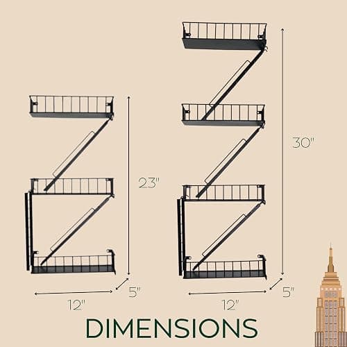 VERSATILE KAS Fire Escape Shelf Fire Escape Wall Shelf Trinket Shelf Display Action Figure Figure Display Shelf Superhero Display Floating Staircase New York Wall Ladder Firescape (3-Tier) thumbnail 3