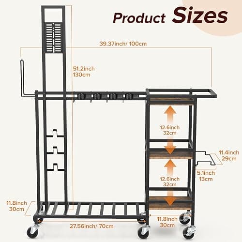 Housolution Cleaning Utility Cart on Wheels, Multifunctional Cleaning Tools Supplies Organizer with Broom and Mop Holder, Vacuum Stand Compatible with Dyson, Rolling Storage Cart for Home thumbnail 2