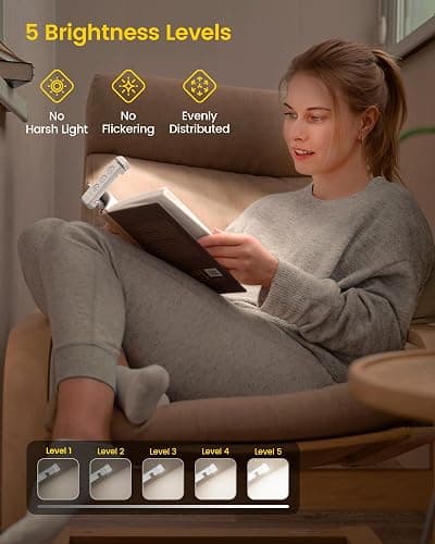 Glocusent USB Rechargeable Book Light - Eye Caring LED Reading Light with 3 Light Colors & 5 Brightness Levels, Compact & Long-Lasting, Ideal Book Light for Night Reading, Book Lovers & Kids thumbnail 2