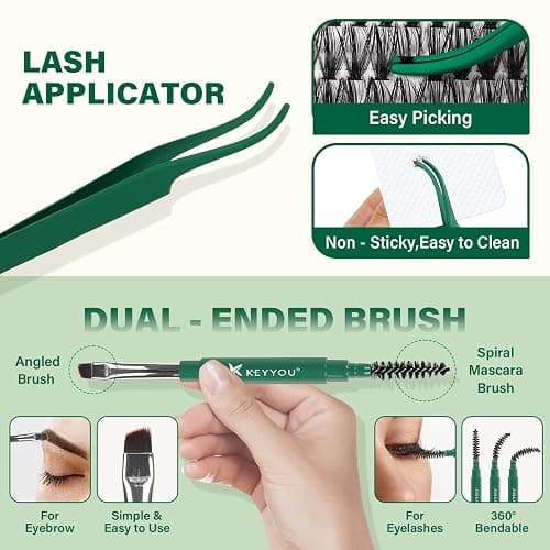KEYYOU Lash Extension Kit DIY 300Pcs Lash Clusters Eyelash Extension Kit 40D 0.07 D Curl 9-18MIX Lash Clusters Kit with Lash Glue Remover Applicator Easy to Use for Beginners(Kit,40D-D,9-18MIX) thumbnail 6