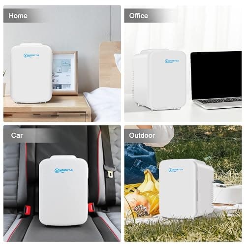 WANNYTON Mini Kühlschrank 4 Liter / 6 Dosen, Tragbarer Kleiner Kühlschränke mit Kühl- und Heizfunktion, Getränkekühlschrank für Zimmer Auto Büro, AC 220-240 V, DC 12 V, Weiß thumbnail 7